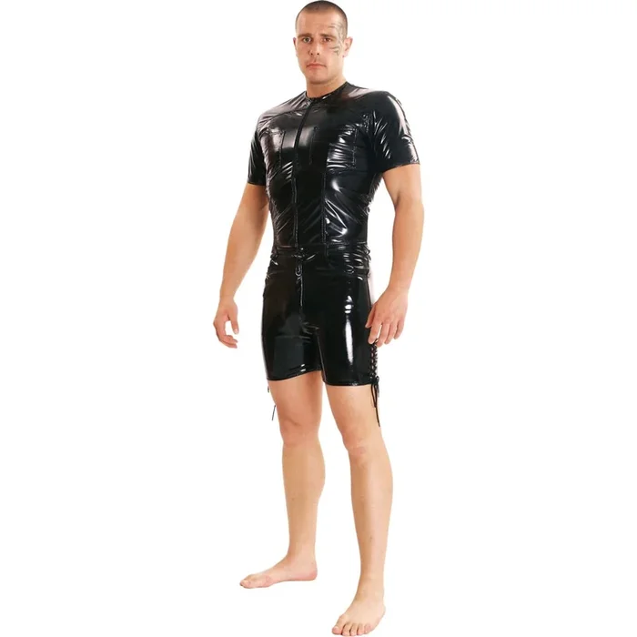 Herren Lack Shirt – Hemd – Halbarm – Weiß – Größe S
