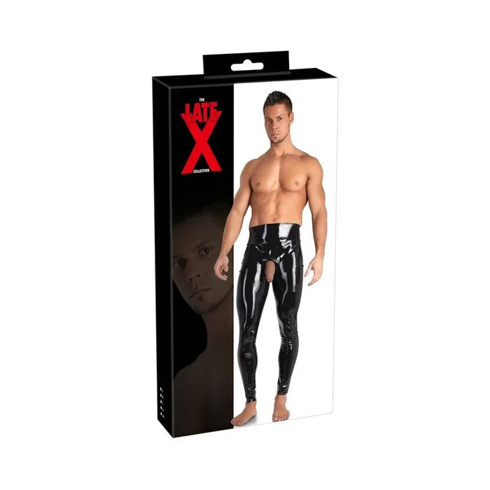 Herren Latex-Leggings mit Showmaster-Funktion – Schwarz – Größe L