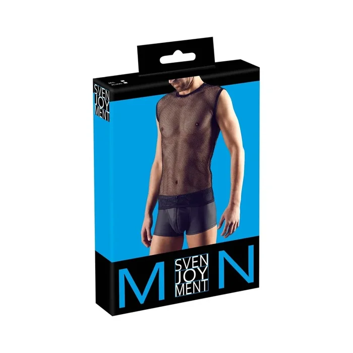 Herren Netz-Shirt – Ärmellos – Schwarz