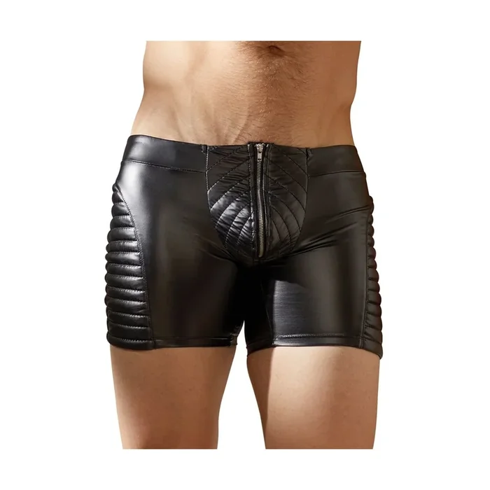 Herren-Pants im Biker-Style mit Reißverschluss – Matt-Look – Schwarz