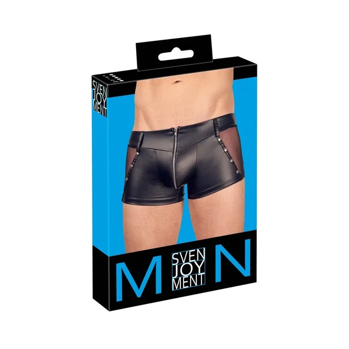 Herren Pants im Mattlook mit Netz-Einsatz – Schwarz