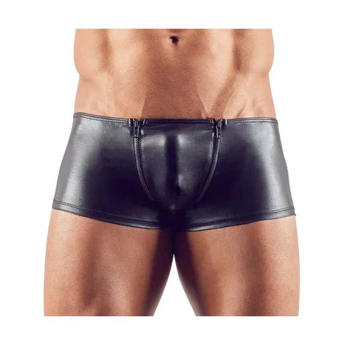 Herren Pants mit 2 Reißverschlüssen – Glänzend – Schwarz – Größe L