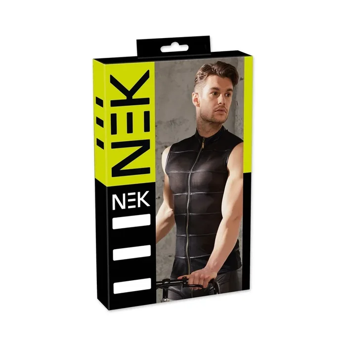 Herren Shirt aus Powernet im Matt-Look – Mit Reißverschluss – Schwarz – Größe XL