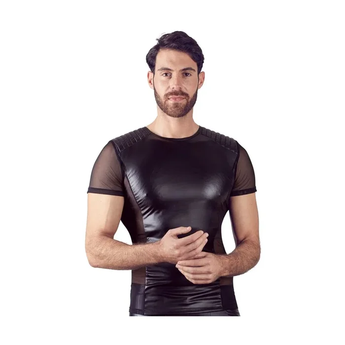Herren Shirt im Biker-Style – Tight-Fit – Schwarz – Größe XL