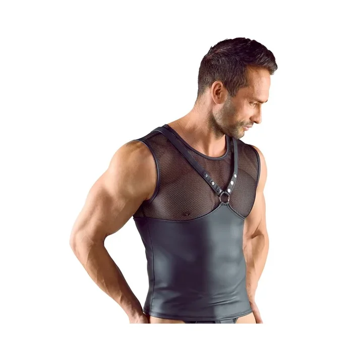 Herren Shirt im Brustharness-Style – Schwarz