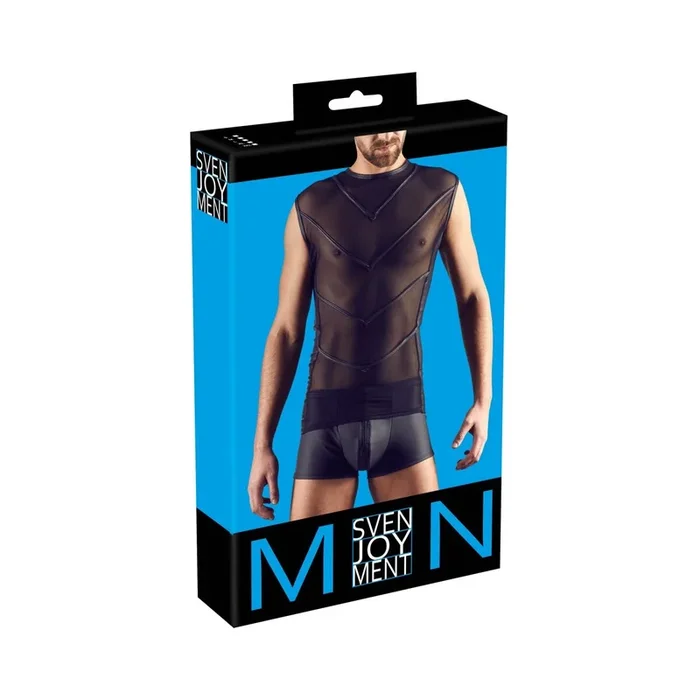 Herren Shirt in Mattglanz – Elastisch – Schwarz – Größe S