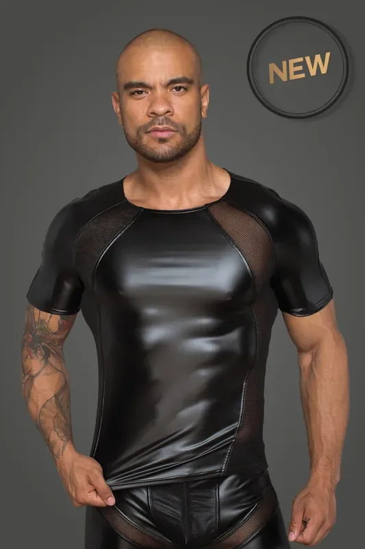 Herren T-Shirt aus Powerwetlook mit 3D Netzeinsätzen