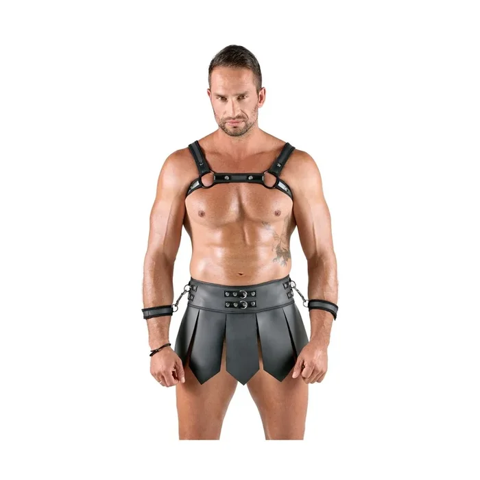 Herrenrock+Brustgurt + 2 Handfesseln im Set von Svenjoyment – Schwarz – Größe – 2XL