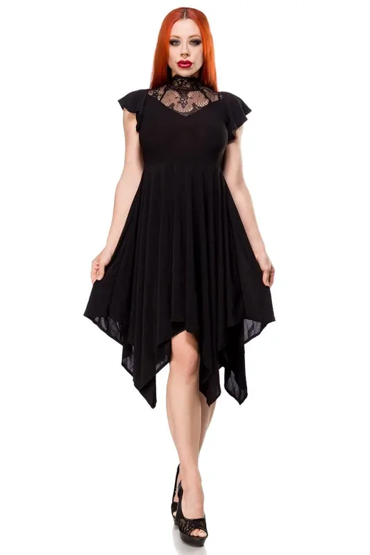 Hochgeschlossenes Kleid mit Flügelärmelchen