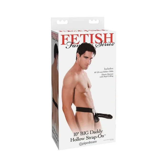 Hohler Naturdildo als Strap-On – Schwarz – 12,5 cm Einführtiefe