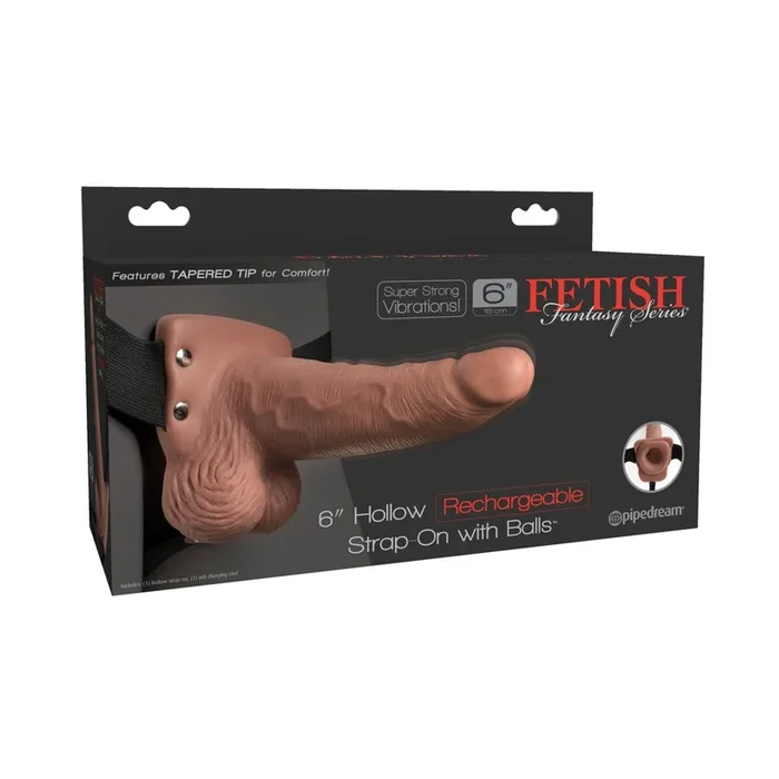 Hohler Naturvibrator als Strap-On – Hautfarben – 15,2 cm Einführlänge
