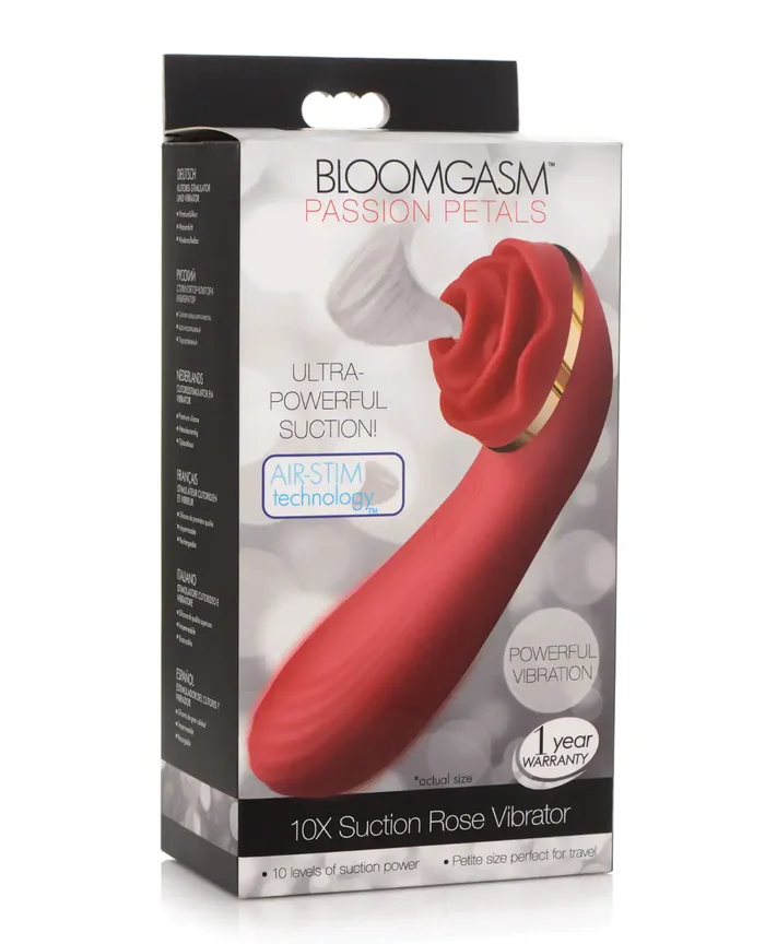 Inmi Bloomgasm Passion Petals 10X Silicone Suction Rose Vibrator – Red