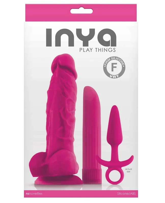 INYA Play Things Set of Plug, Dildo & Vibrator – Pink