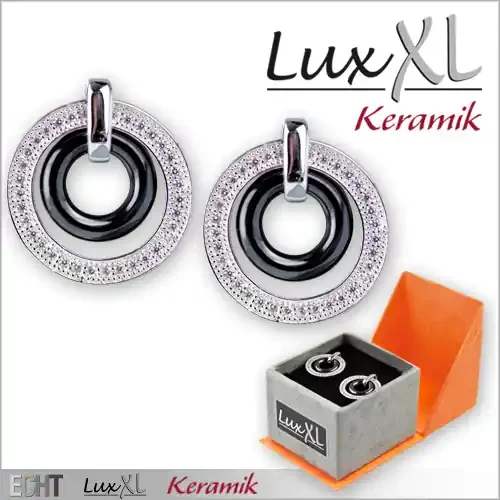 Keramikohrringe klein schwarz mit Zirkonia