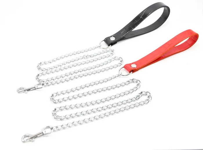 Ketten Leine mit Leder Handschlaufe matt