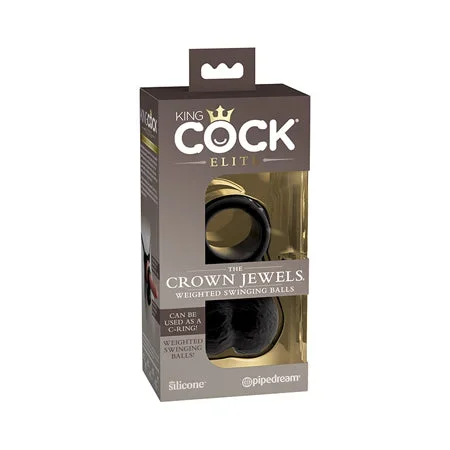 King Cock Elite The Crown Jewels Weighted Swinging Balls – Black