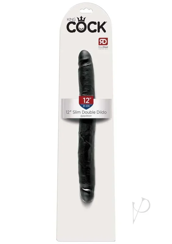King Cock Slim Double Dildo Black 12 Inch