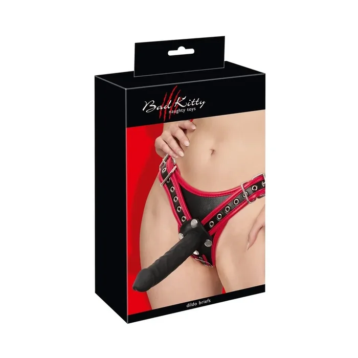 Kitty’s Tri-Dildo Harness – Schwarz/Rot – Größe – S/M