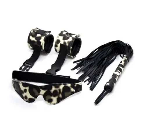 Kleines Kunstleder Fessel-Set im Leoparden-Look