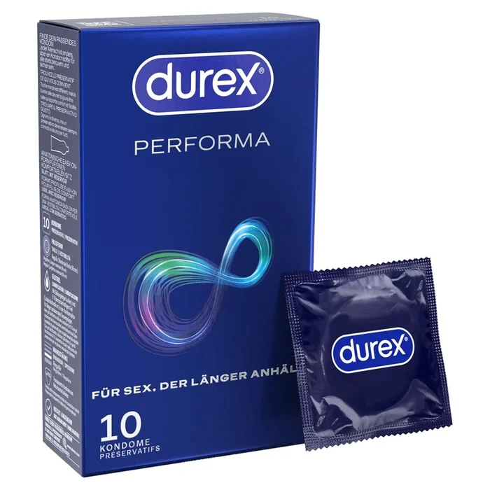Kondome „Performa“ mit Verzögerungsgel in der Spitze Durex