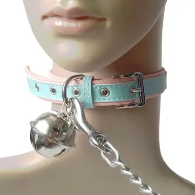 Kunstleder Halsband mit Glocke und Leine