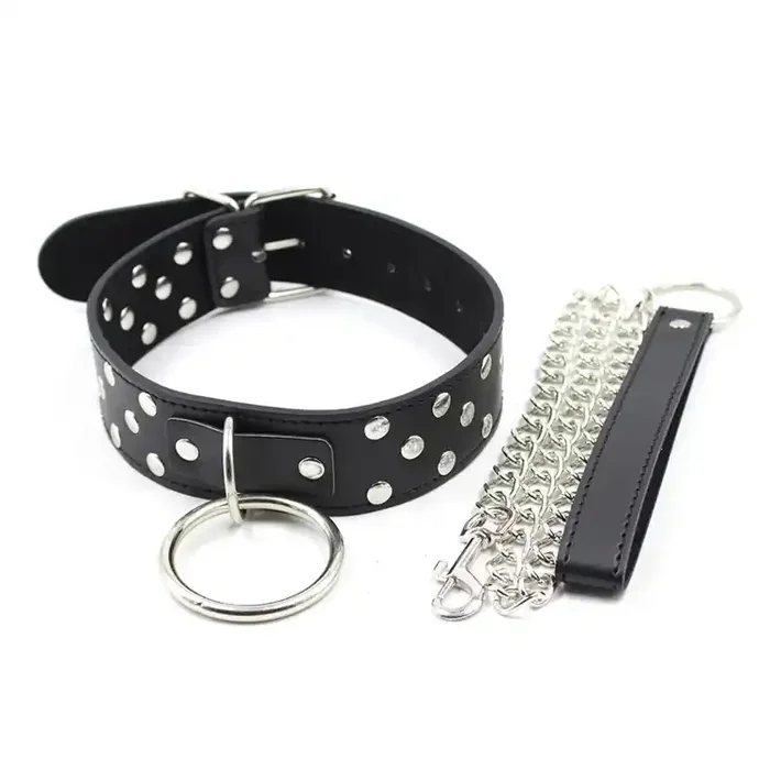 Kunstleder Halsband mit Leine und O-Ring