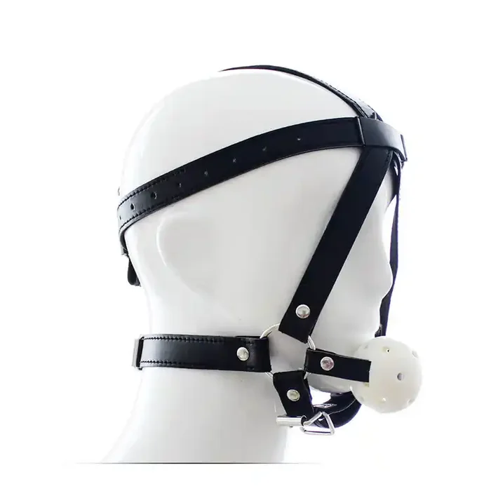Kunstleder Knebelharness mit Kopfriemen