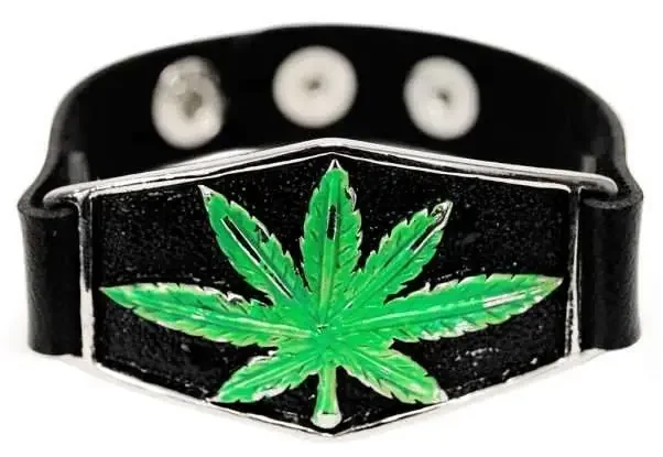 Kunstlederarmband mit Hanfblatt