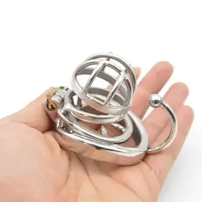 Kurzer Metall Peniskäfig mit Hodentrennung (Durchmesser 50mm)