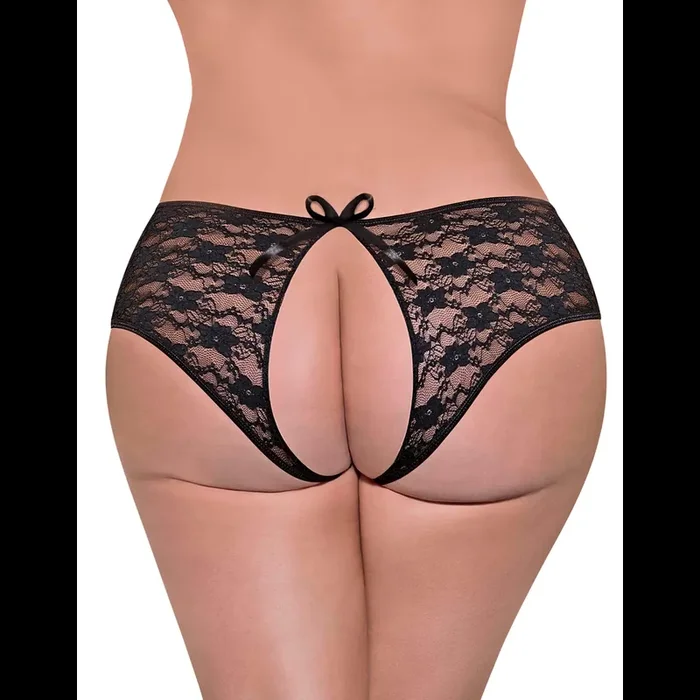 Lace Split Back Boy Short – 2X – Black