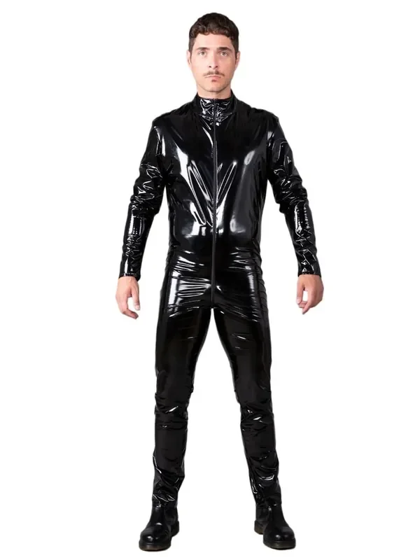Lack Catsuit mit langen Ärmeln