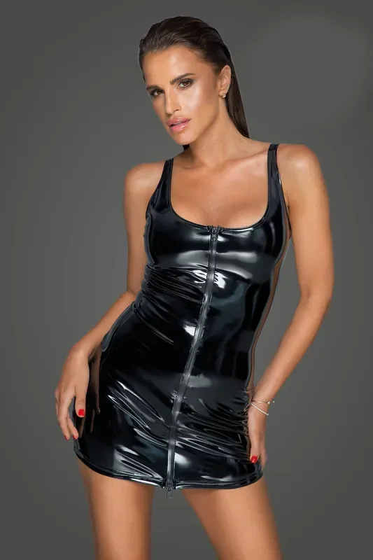 Lack-Kleid mit 2-Wege Reißverschluss