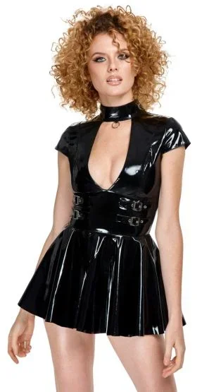 Lack-Minikleid mit kurzem Arm S