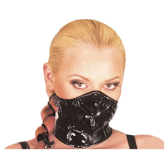 Lack Mund/Halbmaske – Schwarz – Größe L