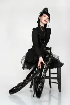 Lack Overknee Ballett High Heels schwarz