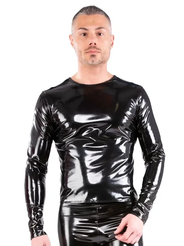 Lack Shirt mit langen Ärmeln