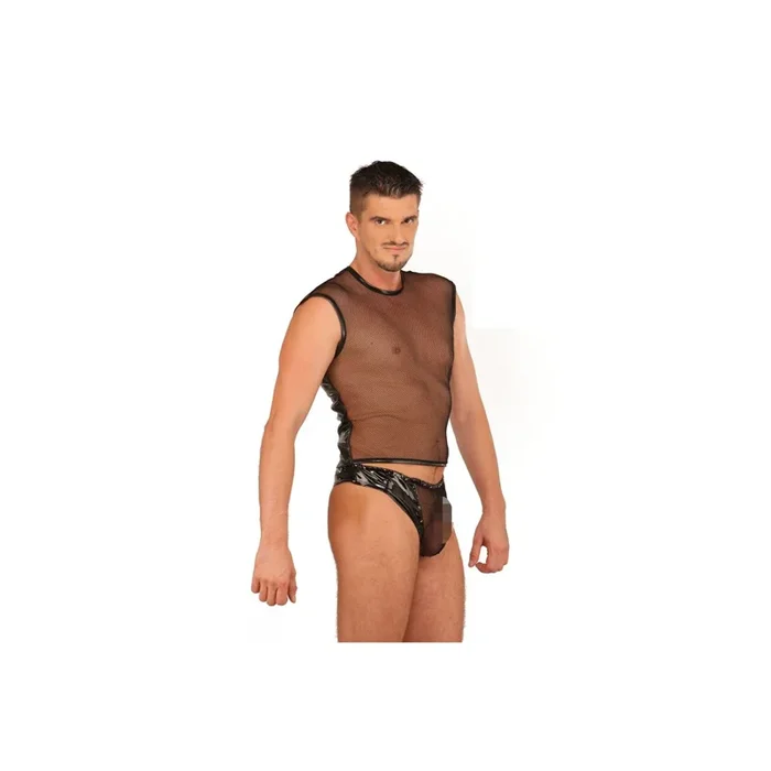 Lack Slip mit Netz-Front (Weiß) – Größe L
