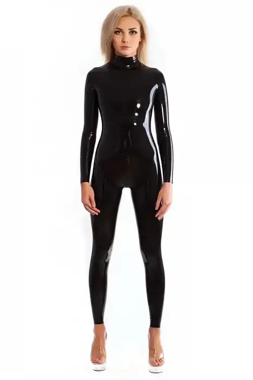 Latex-Catsuit mit langen Ärmeln und Kragen