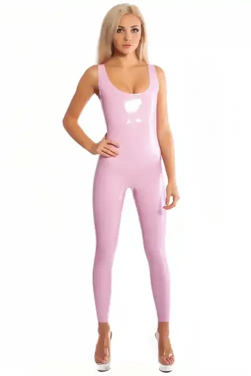 Latex-Catsuit ohne Ärmel mit Ausschnitt