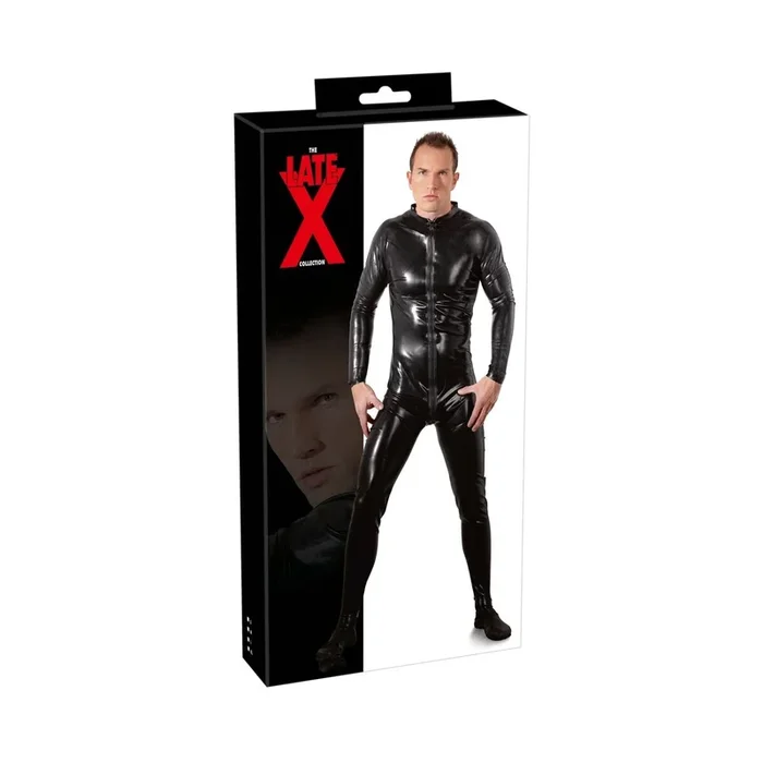 Latex Herren Overall – Ganzkörperanzug mit Reißverschluss – Schwarz – Größe XL