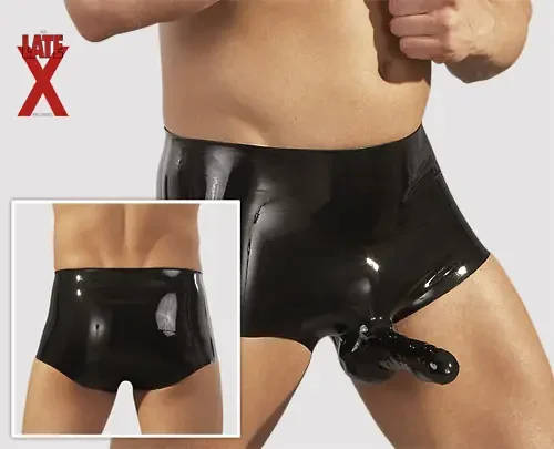 Latex Herren Slip mit Penishülle schwarz
