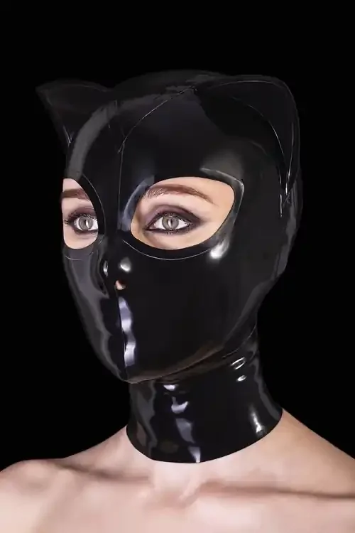 Latex Katzen-Maske mit Kontrastfarbe