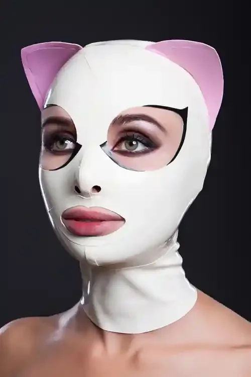 Latex Katzen-Maske Wimpern