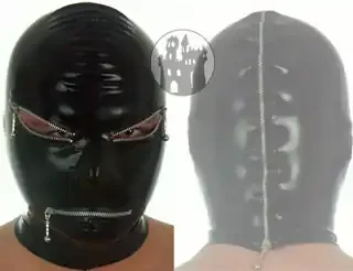 Latex Maske – silberfarbener Zipper