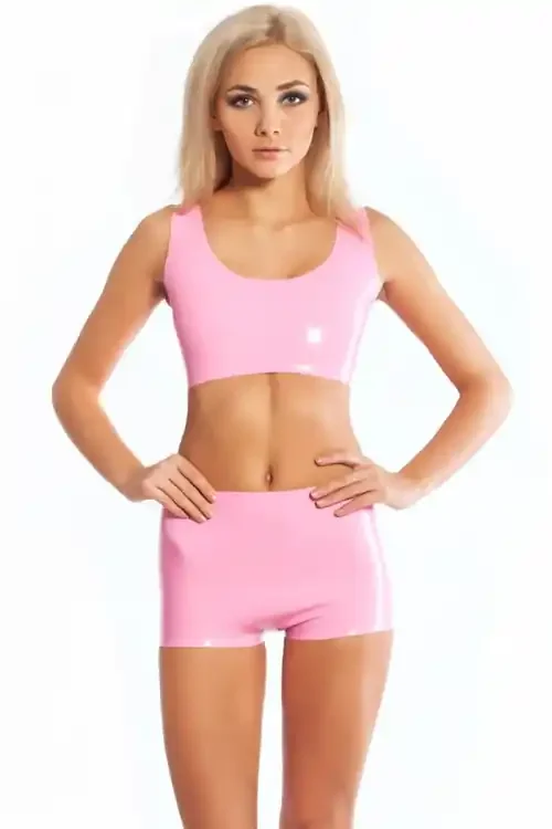 Latex-Set Top und Shorts