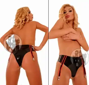 Latex Slip mit Strapshaltern