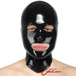Latexmaske – Mund & Augen offen – L – black