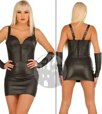 Leder Bleistiftrock (Farbe Schwarz, Grösse S)