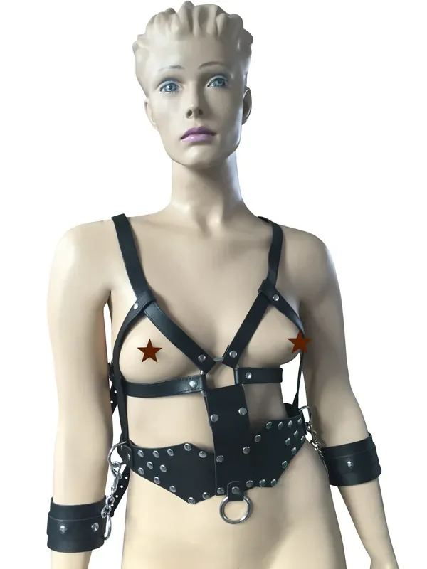 Leder Body mit Handfesseln