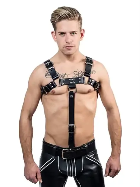 Leder Brust-Harness Extension schwarz